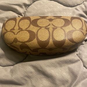 Coach Brown Patterned Eyeglass Case clean